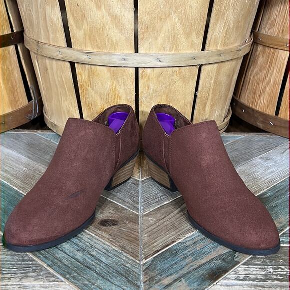 Dr. Scholl’s Brief Brown Faux Suede Microfiber Zip Ankle Boots Womens 6.5 WIDE - Picture 7 of 11